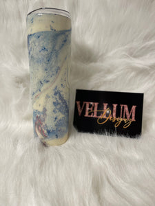 30oz Blue & White Slim